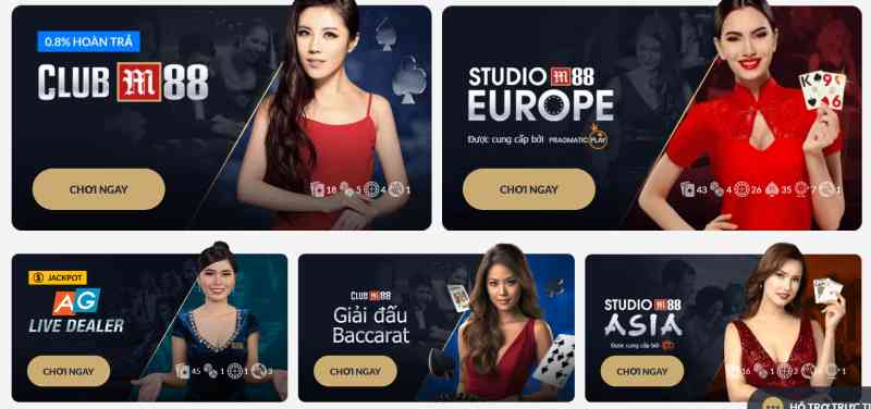 các sảnh casino trực tiếp M88